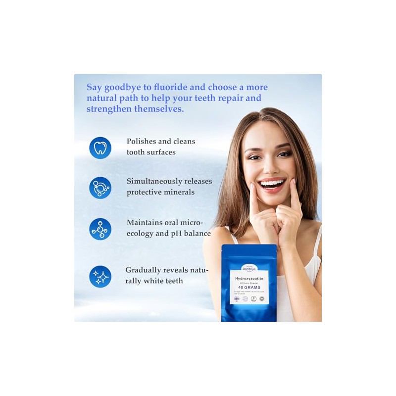 Nano Hydroxyapatite Powder for DIY Toothpaste, Teeth Whitening Repair Tooth