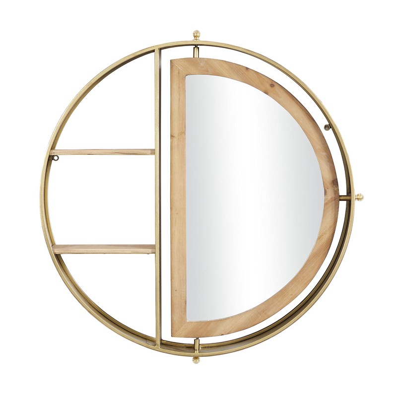 Deco 79 Wall Shelf, 28"L x 5"W x 27"H, Gold