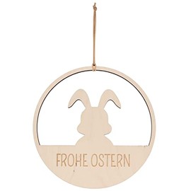 Spruchreif Decorative loop, wooden decorative hanger, Easter decoration, wall decoration, door wreath, hoop "Frohe Oster"