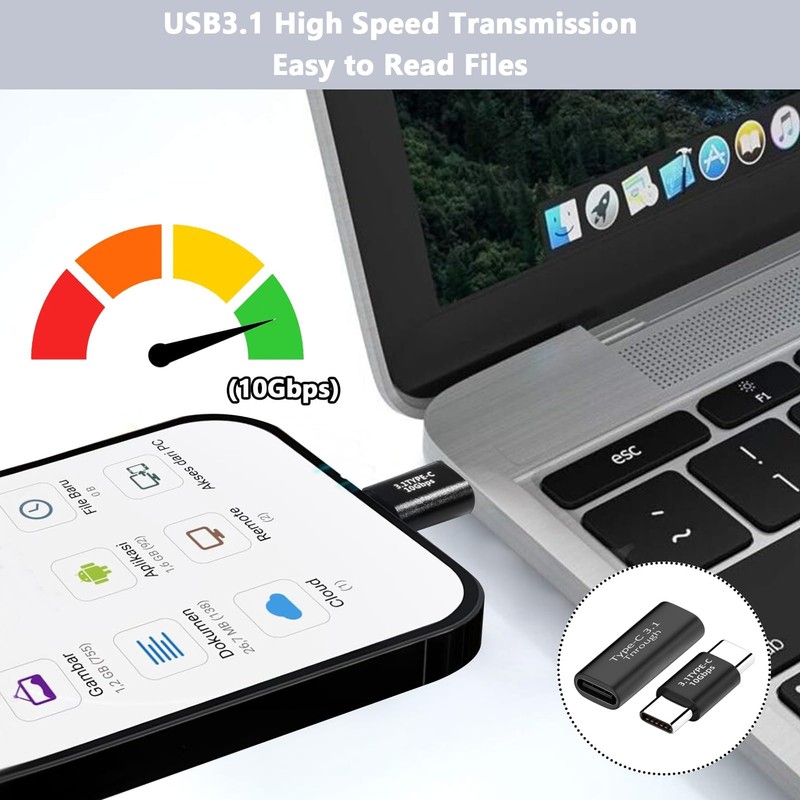 Pack of 4 USB-C Coupling, USB-C Adapter, USB C to