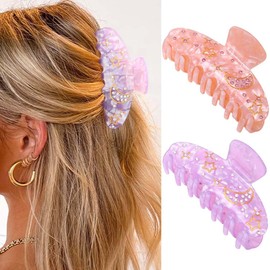 Fashey Acrylic Claw Clip White Hair Clips Cute Medium Hair Claws Hair Accessories for Women (purple+orange)