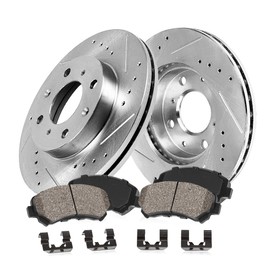 Callahan CDS02912 FRONT 281mm D/S 4 Lug [2] Rotors + Ceramic Brake Pads + Clips [ fit 2000-2004 Volvo S40 V40 ]