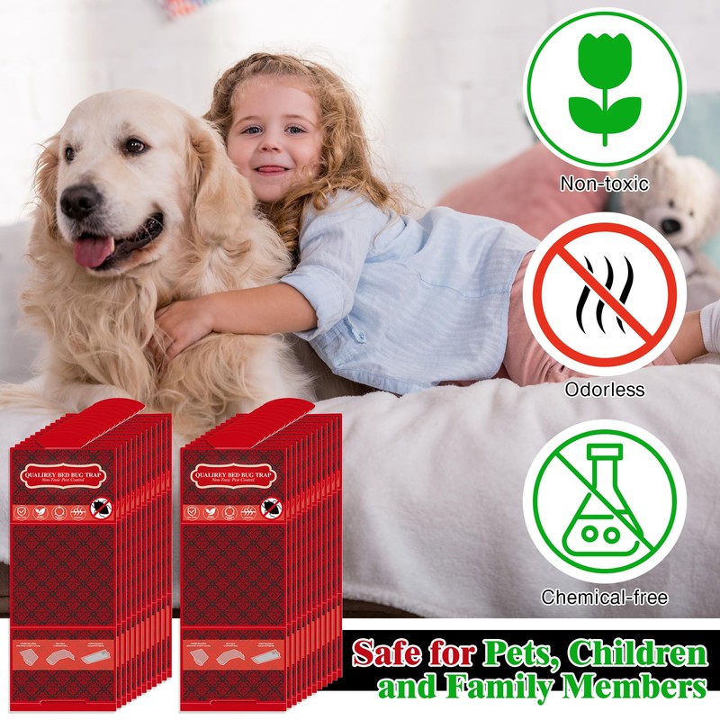 Qualirey 24 Pack Bed Bug Traps, Non Toxic Bedbug Detector