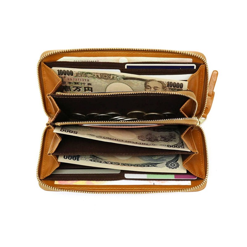 Mozu 86092 Square Long Wallet, Leather, Round Zipper, Square, Men's,