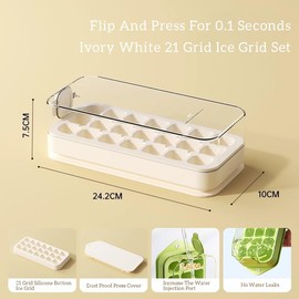 Ice Cube Trays, Large Capacity, Safety and Health, 21 PCS Ice Cube Trays, Detachable cleaning, Easy Release, Sealing to prevent cross contamination, BPA Free, For Making Cubes Quickly (White)