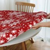 Fiokroo Christmas Snowflakes Tablecloth with Elastic Edge, Round Table Cloth