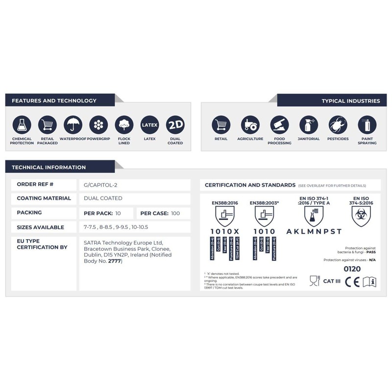 UCI Capitol II Rubber Safety Gloves (Large)