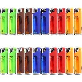 20 Pack - Refillable Butane Lighter with LED Flashlight