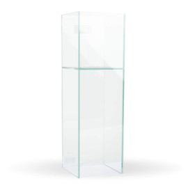 Clear Floral Glass Square Planter 14" H x 5.5" W x 5.5" L - Reversible Plate Vision Glass Pot