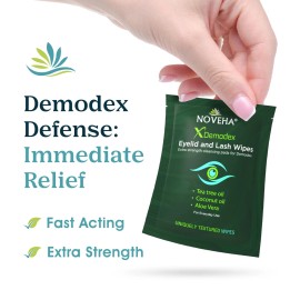 Noveha Best Demodex Eyelid & Lash Wipes Box Of 60 Individually Wrapped Extra Strength