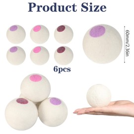 Wool Dryer Balls 6PCS Pure Organic Laundry Wool Tumble Dryer Ball Reusable Natural Fabric Softener Reduce Wrinkles and Drying Time