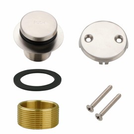 Welsan Bathtub Drain Tip Toe Tub Conversion Kit, Replacement Bath Tub Drain Trim Kit with Two-Hole Overflow Faceplate and Universal Fine/Coarse Thread Assembly, Brushed Nickel