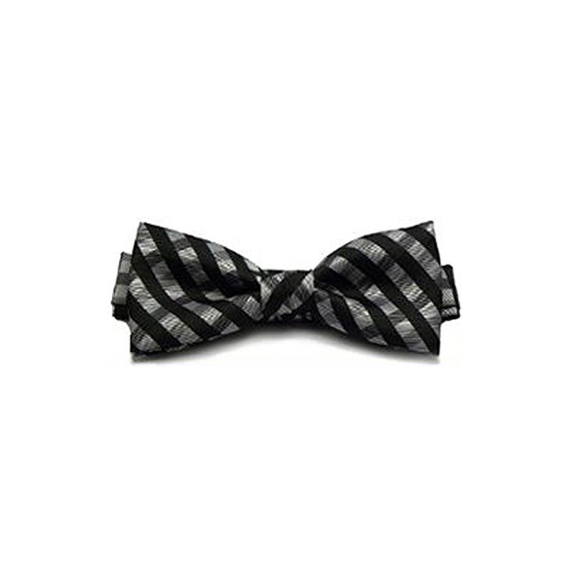 [8] Striped Bow Tie with Polka Dots, I / Black