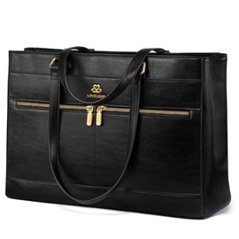 LOVEVOOK Laptop Bag for Women,15.6 Inch Vintage Work Tote Bags for Women,Leather Teacher Bag,Large Computer Bag,Waterproof Handbags Womens Briefcase Office Messenger