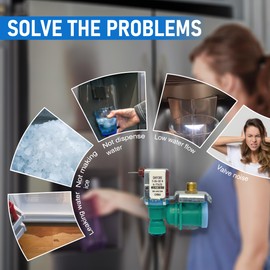 Upgraded W10238100 WPW10238100 W10498992 Refrigerator Water Inlet Valve Compatible with Whirlpool KitchenAid Kenmore Maytag JennAir IKEA,Replacement For W11451511 AP6017532 IMV-8100 K-77473,W10342318