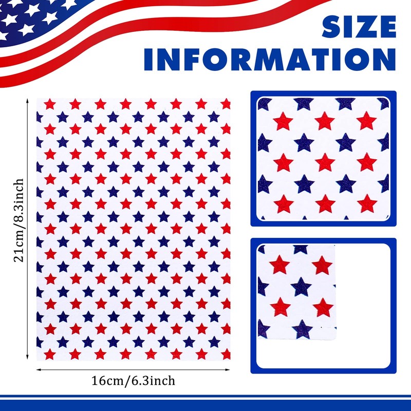 15 Pieces Labor Day American Flag Faux Leather Sheets Glitter