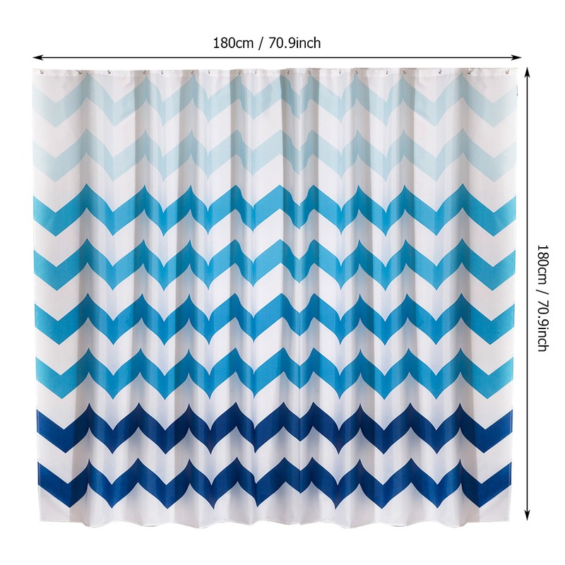 Polyester Floral Wave Shower Bath Curtain Thicken Waterproof Bathroom Curtain