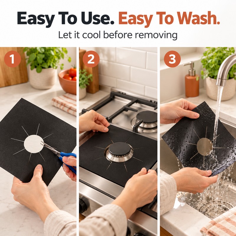 Reusable Gas Stove Burner Covers – 10.6 Inch Washable Teflon