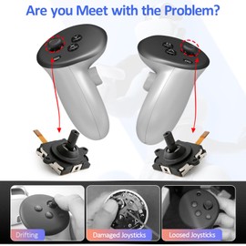 RongZy 2 Pieces Joystick Replacement Kit for Oculus Quest 3 Controller 3D Analog ThumbStick for Meta Quest 3 Joystick Caps Replacement Accessories Drift Repair with Tool