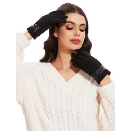 vislivin Winter Warm Gloves Women's Touchscreen Gloves Suede Winter Gloves with Lined Gloves, black