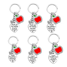 Nimteve 6 PCS Appreciation Teacher Gifts Keyrings Teacher Gifts for Women Thank You Teacher Gifts End of Year Gifts for Teachers Christmas Birthday Gifts Graduation Gifts Teacher Leaving Gifts