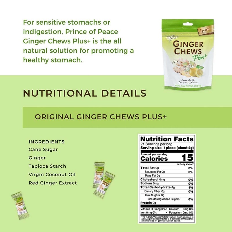 Prince of Peace Ginger Chew Plus+ with Lemon, 3 oz.
