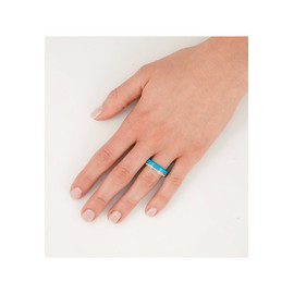 Esprit Marin 68 Glam Women's Ring Stainless Steel Resin Zirconia White Brilliant Cut - turquoise, size: 54