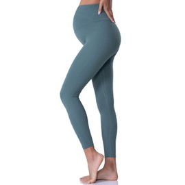 POSHDIVAH Women's Maternity Leggings Over The Belly Pregnancy Yoga Pants Active Wear Workout Leggings Blue X-Small