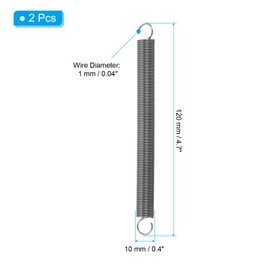 PATIKIL Extension Spring, 2pcs Wire Diameter 0.04", OD 0.4", Free Length 4.7" Spring Steel Dual Hook Tension Springs for Lawn Tractor Home Repairs DIY, Grey