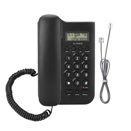 Goshyda Wired Phones, White/Black Wired Desktop Wall Telephone, Landline Phone for Office Home Hotel (Black)