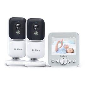Dr.Care NeoView Video Baby Monitor with 2 Cameras- 2.8” Screen, 2-Way Audio, Video Loop Recording, Night Vision, Real-Time/VOX Monitoring, Temperature Sensor, Lullabies, Belt Clip Design,Up to 128GB