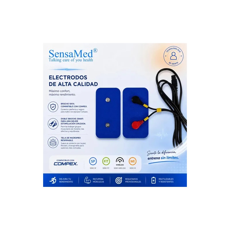 4 Electrodos Parches 5x10 Double Snap Compatible Con Compex Color