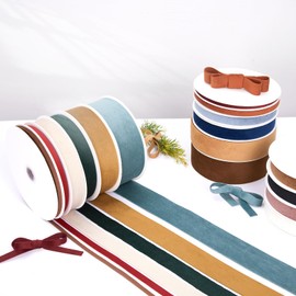 Cinta de terciopelo de color caqui claro de doble cara de 2,5 cm, uso continuo de 20 yardas para adornos de árbol de Navidad, envoltura de regalos, decoración de coronas, boutonnieres de boda,