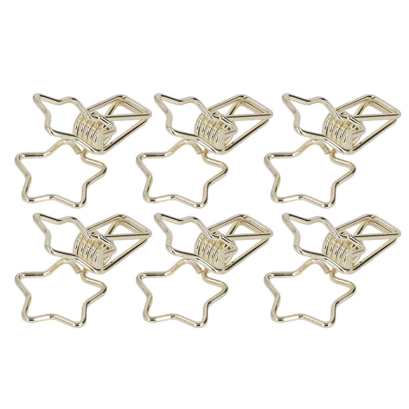 100Pcs Star Binder Clips Hollow Out Cartoon Style Strong Clamping