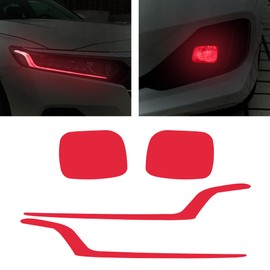 TOMALL 2 Pair Headlight Fog Light Vinyl Films Smoke Tint Compatible with Honda 10.5th Gen Accord 2018-2023 Light Transmission Tint Wrap Exterior Self-Adhesive Sticker Decorations Trim (Red)