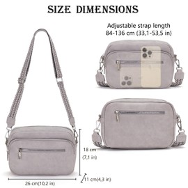 RQJZ 25 x 20 cm Shoulder Bag Women's Small Crossbody Bag Stylish Vegan Leather Shoulder Bags Hobo Bag Handbag with Wide Strap for Everyday Use, [Size 26 x 18 cm]-light grey
