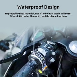 aichilra Motorcycle Speaker Handlebar, System Audio stéréo de guidon Avec Radio FM et Bouton de contrôle, gamme complète étanche Bluetooth Haut-parleurs stéréo Pour Scooter 12 V VTT