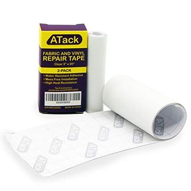 ATack Fabric and Vinyl Tear Repair Tape, Clear, 3-Inches by 20-Inches (2-Set), Waterproof Vinyl Repair Hole Patch Kit for Tent, Exercise Ball, Kayak, Inflatable Bed, Pool Float, and Airbed Mattress