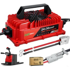 24V/29.2V 30Amp Battery Charger, IP67 Waterproof Sealed Forklift Charger with M8 Ring Terminal Lead Acid Trickle Battery Charger for Floor Scrubber, Pallet Jack, Forklift