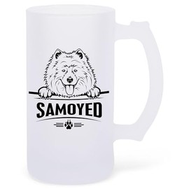 100 North Samoyed Frosted Matte 16 Ounce Glass Beer Mug Stein Craft Drinking Companion