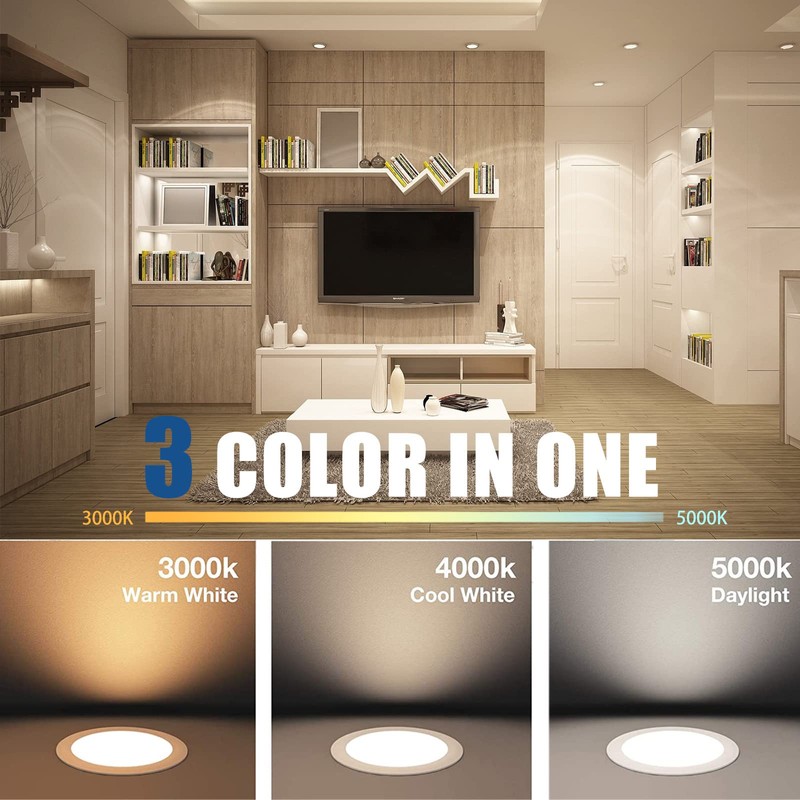 OUKEETO 3 Inch Led Recessed Light - 3000K/ 4000K/ 5000K