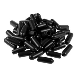 TA-VIGOR 50Pcs Rubber End Caps, 4mm ID Round Flexible Screw End Caps Thread Protectors, Black Vinyl Bolt Covers Rubber Covers for Screws, Tubes, Cables, Wires, etc