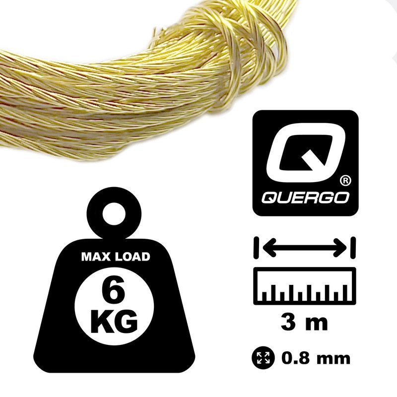QUERGO Brass Picture Frame Wire, Picture Hanging Wire, 3.5 Metres
