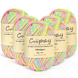 Coopay Wolle zum Häkeln, 5 x 45g Farbverlauf Häkelgarn, 5-Fädig Wolle zum Stricken, Weicher Dicke Wolle zum Häkeln, Bunt Garn zum Stricken Häkeln, Schönes Acrylgarn für Anfänger, Rosa