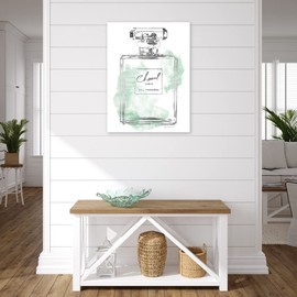 Fine Art Canvas Silver Bottle Mint Canvas Wall Decor by Artist Amanda Greenwood for Living Room, Bedroom, Bathroom, Kitchen, Office, Bar, Dining & Guest Room - Ready to Hang - 24 in x 32 in