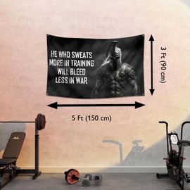 3x5 Ft Motivational Spartan Warrior Flag with 4 Brass Grommets