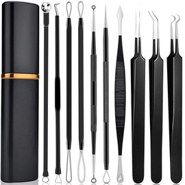 Triko Set de 10 Piezas Extractor de Puntos Negros y Espinillas, Kit Profesional para Limpieza Facial Herramientas para Eliminar Acné y Quitar Puntos, 