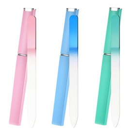 3pcs Crystal Glass Nail File with Case Glass Fingernail File Professional Manicure Tool Washable Reusable Double-Sided Etched Gentle Nail Care(B)