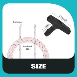 Bopurtotly New Recoil Starter Rope 3-Meter Pull Cord with Starter Handle Replacement for Lawn Mower ChainsawTrimmer Edger Brush Cutter Engine Parts(Red and White Cord,3.5 mm)