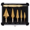 ZELCAN HSS 5PCS Titanium Step Drill Bit Set with Automatic